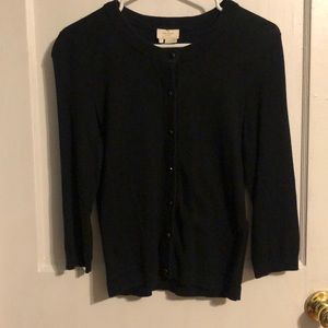KATE SPADE black 3/4 sleeve cardigan with gold button details size medium